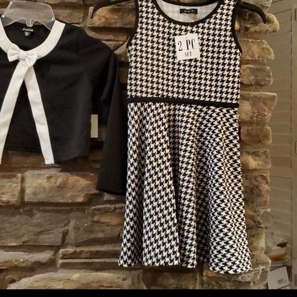 GIRLS BLACK AND WHITE HOUNDSTOOTH PAGEANT INTERVIEW DRESS SUIT NWT - Picture 5 of 5